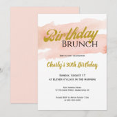 Blush and Gold Modern Brunch Celebration 招待状 (正面/裏面)