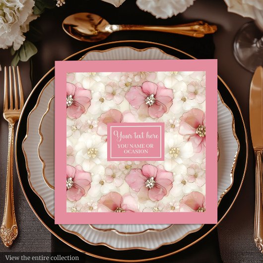 Blush and Gold Napkinс Personalized Elegant Table