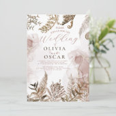 Blush and Gold Pampas Grass Floral Wedding Invitat 招待状 (スタンド正面)