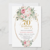 Blush and Gold Printable 70th Birthday Invitation 招待状 (正面)