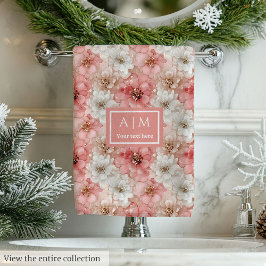 Blush and Gold Towel Trendy Monogram Bathroom バスタオルセット