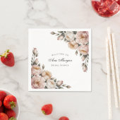 Blush and Ivory Rose Floral Bridal Shower スタンダードカクテルナプキン (インサイチュ)