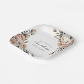 Blush and Ivory Rose Floral Bridal Shower ペーパープレート (傾斜あり)