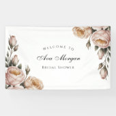 Blush and Ivory Rose Floral Bridal Shower 横断幕 (横)