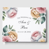 Blush and Ivory Rose Floral Wreath Wedding ゲストブック (正面)