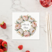 Blush and Ivory Rose Floral Wreath Wedding スタンダードカクテルナプキン (インサイチュ)