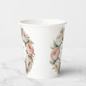 Blush and Ivory Rose Floral Wreath Wedding 紙コップ (左)