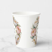 Blush and Ivory Rose Floral Wreath Wedding 紙コップ (右)