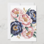 Blush and Navy Blue Peony Rehearsal Dinner 招待状 (裏面)