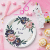 Blush and Navy Blue Wedding ペーパープレート (パーティー)