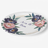 Blush and Navy Blue Wedding ペーパープレート (アングル)