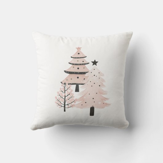 Blush and Neutral Christmas Tree Decorative Pillow クッション (裏面)