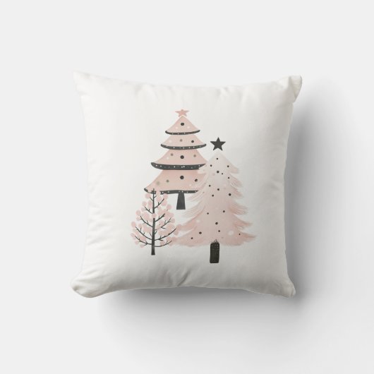 Blush and Neutral Christmas Tree Decorative Pillow クッション (正面)