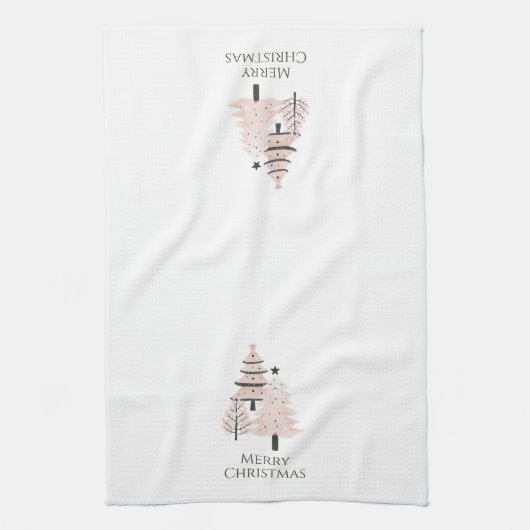 Blush and Neutral Christmas Tree Kitchen Towel キッチンタオル (縦)