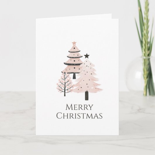Blush and Neutral Modern Christmas Tree カード (正面)