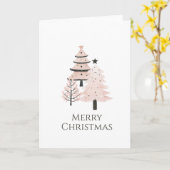 Blush and Neutral Modern Christmas Tree カード (黄色い花)
