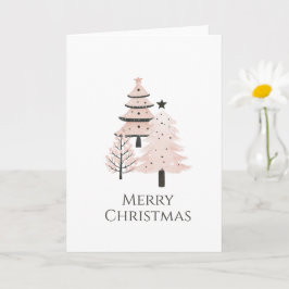 Blush and Neutral Modern Christmas Tree カード