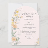 Blush and Peach Wildflower Arch Wedding Invitation 招待状 (正面)