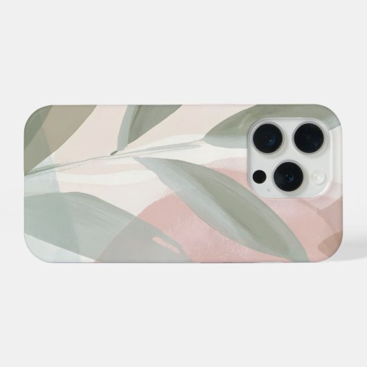 Blush and Sage Botanical Abstract – Soft Modern  iPhoneケース (裏面横)