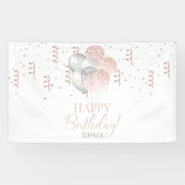 Blush and Silver Balloons Birthday  横断幕 (横)