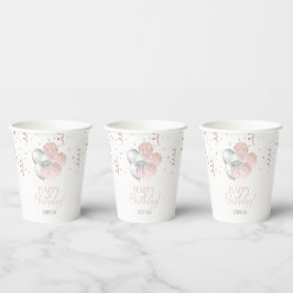 Blush and Silver Balloons Birthday  紙コップ