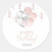 Blush and Silver Birthday  ラウンドシール (正面)