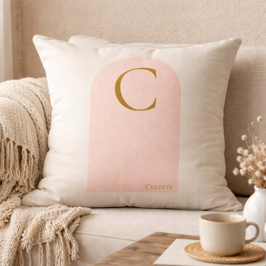 Blush Arch Monogram Throw Pillow クッション
