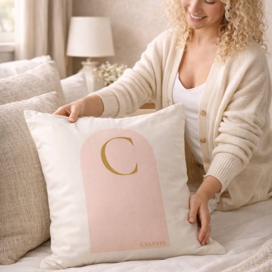 Blush Arch Monogram Throw Pillow クッション