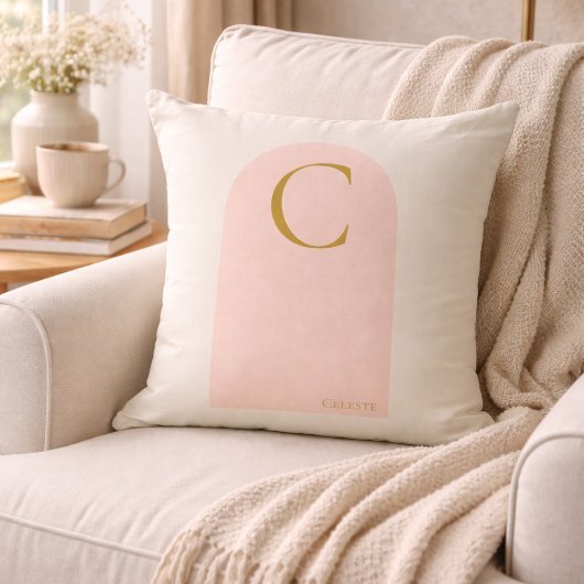 Blush Arch Monogram Throw Pillow クッション