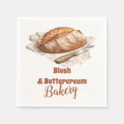 Blush Artisan Bread Bakery Business スタンダードカクテルナプキン (正面)