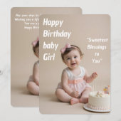 Blush Baby Birthday Girl – 即時ダウンロード 招待状 (正面/裏面)