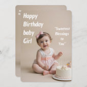 Blush Baby Birthday Girl – Instant Download 招待状 (正面/裏面)
