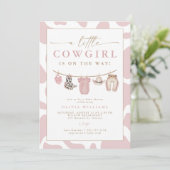 Blush Baby Clothesline Little Cowgirl Baby Shower 招待状 (スタンド正面)