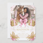 Blush Barn Horse Birthday Black Girl 招待状 (正面)