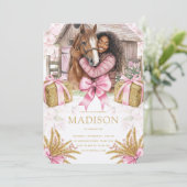 Blush Barn Horse Birthday Black Girl 招待状 (スタンド正面)