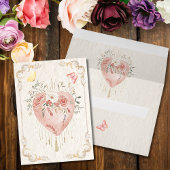 Blush Baroque Floral Sacred Heart Happy Valentines カード