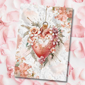 Blush Baroque Floral Sacred Heart Valentine’s Day カード