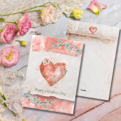 Blush Baroque Heart with Floral Accents Valentines シーズンカード