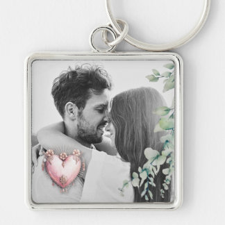Blush Baroque Heart with Floral Romance Frame キーホルダー