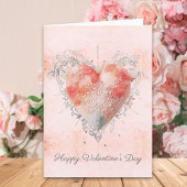 Blush Baroque Lace Sacred Heart Valentines Day カード