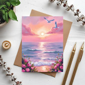 Blush Beach | ピンクのオーシャンサンセットコーストカード