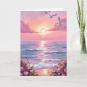 Blush Beach | ピンクのオーシャンサンセット 海岸カード カード (正面)