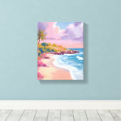 Blush Beach | ピンクの海の絵画 キャンバスプリント (インサイチュ (ウッドフロア))