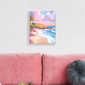 Blush Beach | ピンクの海の絵画 キャンバスプリント (インサイチュ (リビング))