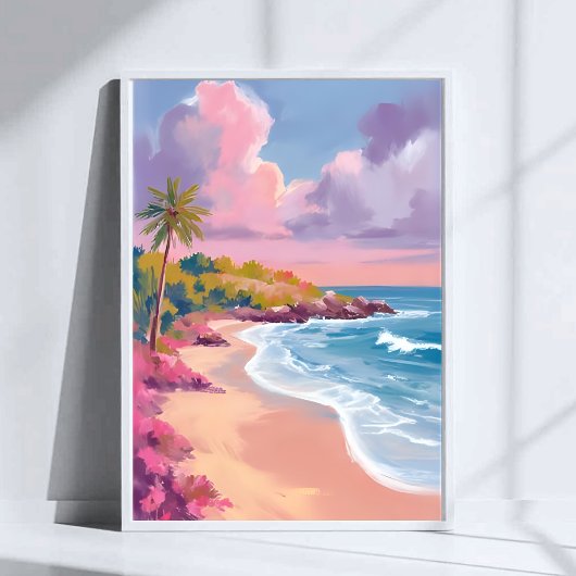 Blush Beach | ピンクの海の絵画 ポスター