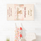 Blush  Bear Soft Water colour floral baby shower 横断幕 (インサイチュ)