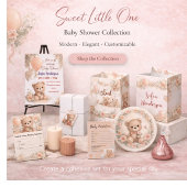 Blush  Bear Soft Water colour floral baby shower 横断幕