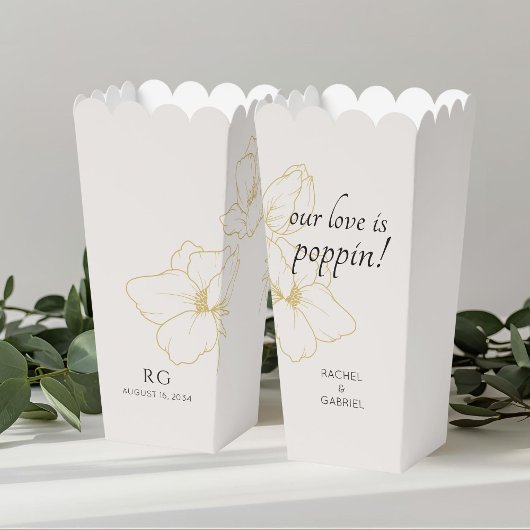 Blush Beige | Floral Couple Popcorn  Favor Box フェイバーボックス