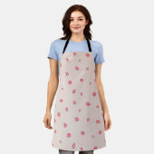 Blush Beige Japanese Winter Peony Floral Pattern エプロン (着用した状態)