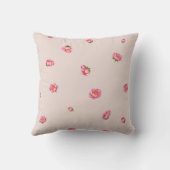 Blush Beige Japanese Winter Peony Floral Pattern クッション (裏面)